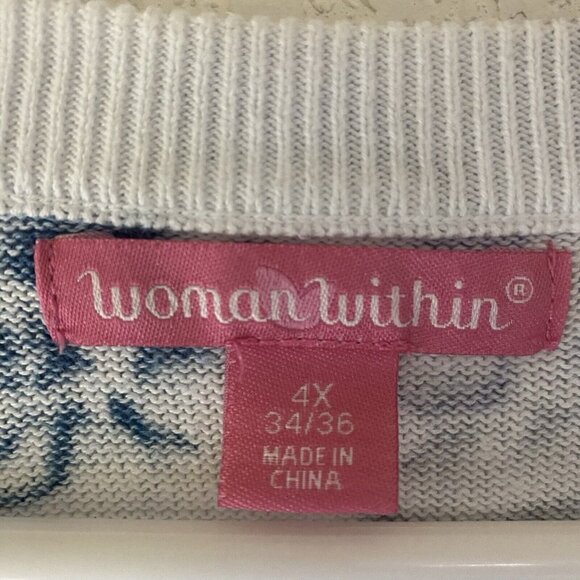 Woman Within Cotton Button Up Cardigan Sweater Womens 4XL (34-36) Floral Plus Si - Picture 3 of 12